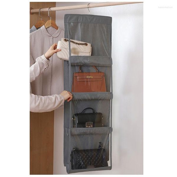 Caixas de armazenamento caixas 8 slots penduram sacola de bolsa caseira Organizador não tecido PVC Purse Closet Display