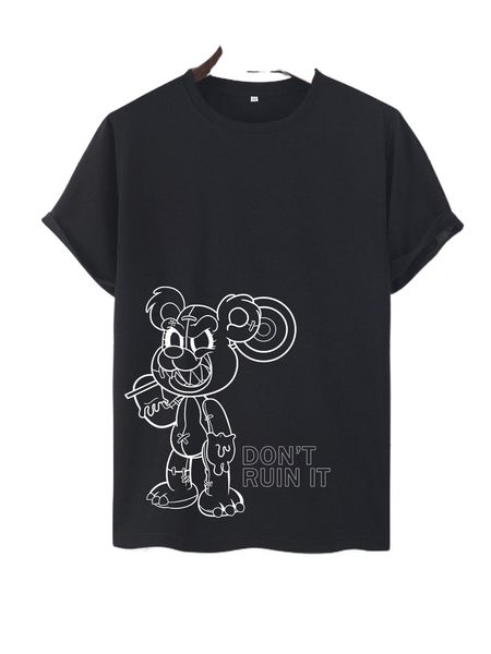 

men cartoon & slogan graphic tee x4sn#, White;black