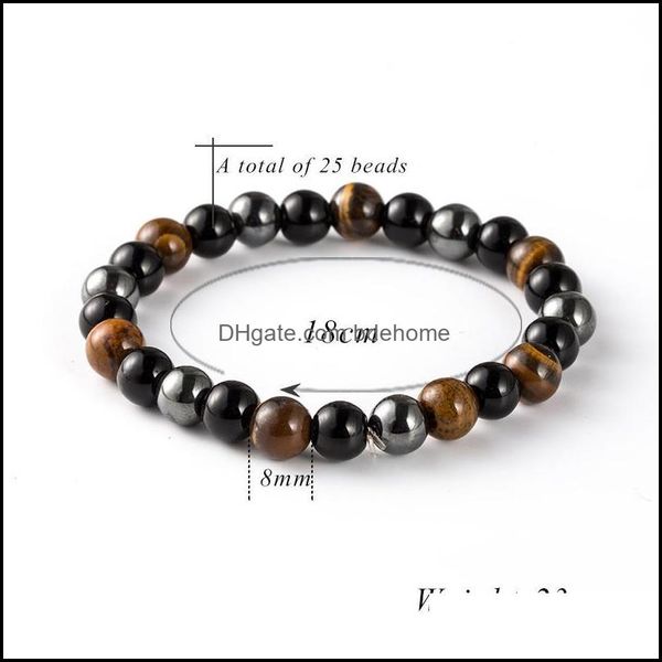 

beaded strands bracelets jewelry 100pcs natural stone hematite tiger eye beaded strand wrap buddha braceletsbangles accessories k2618 drop, Black