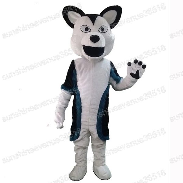 Costume da mascotte di cane Husky in pelliccia lunga di Halloween Personaggio a tema dei cartoni animati Carnevale Festival Vestito operato Vestito da festa di taglia per adulti di Natale