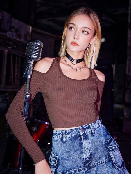 

romwe solid ribbed halter tee x9bn#, White