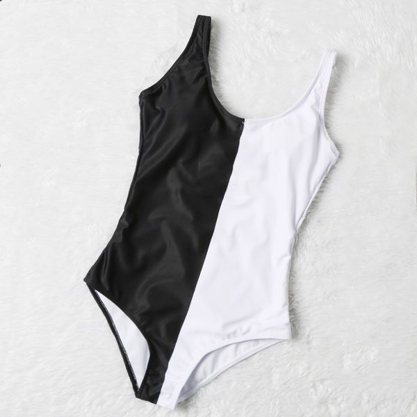 

summer new ladies fashion pool beach one piece printed swimwear, White;black