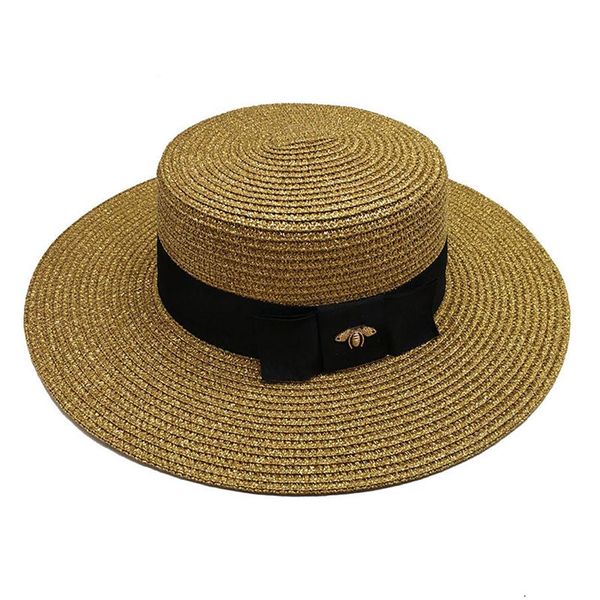 

women wide brim hat gold bee straw cap womens fashion flat woven caps girl bucket hat summer sun hats vintage visor2521, Blue;gray