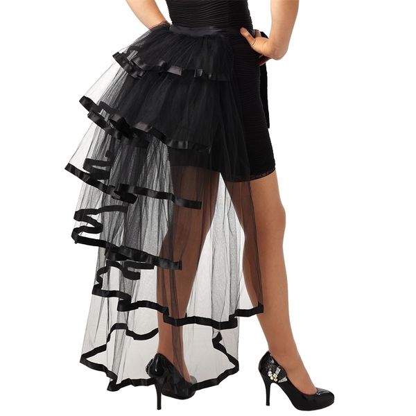 

gothic party puffy bustle skirts steampunk women halloween carnival tutu underskirt ruffle layered tie-on 220317, Black