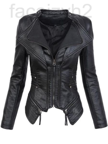 

women's leather & faux designer 2018 pu leather zipper stitched jacket short ejwf2022, Black