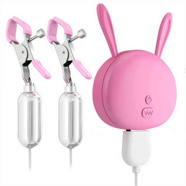 Nxy Eggs Masturbazione femminile Uovo vibrante Capezzoli in metallo Morsetti Clitoride Clip Labia Vibratore Massaggio al seno Giocattoli adulti del sesso per le donne 220421