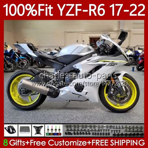 Corpo OEM per YAMAHA YZF R6 R 6 600 CC YZF-R6 Argento bianco 2017 2018 2019 2020 2021 2022 Carrozzeria 119No.117 YZF-600 YZF600 17-22 YZFR6 17 18 19 20 21 22 Carenatura per stampaggio ad iniezione