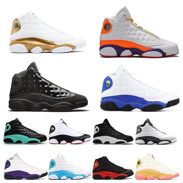 

new flint lucky green 13s men basketball shoes copper coins cap and gown ch280j, Black