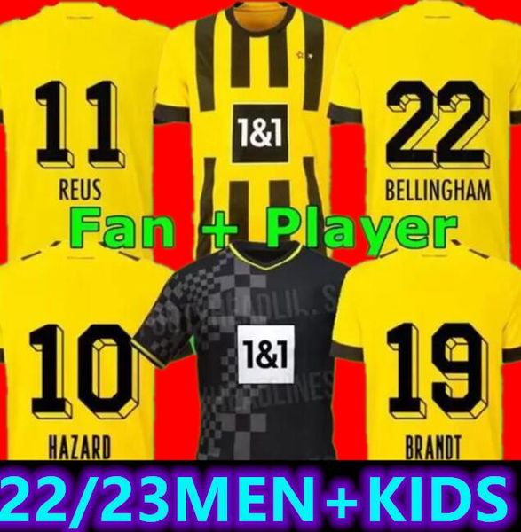 

21 22 23 110 th soccer jersey borussia haaland kamara 2022 2023 home away ootball shirt reus bellingham hummels reyna brandt dortmund men ki, Black;yellow