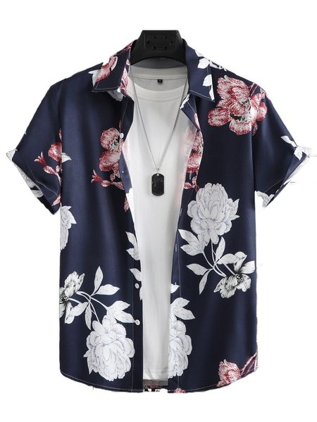 

men floral print shirt without tee m99g#, White;black