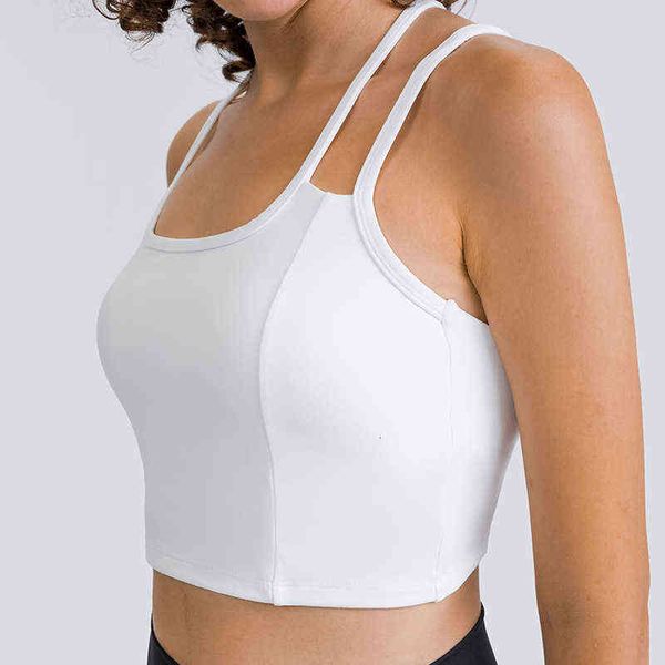

designer women's t-shirt vest 2022 autumn and winter yoga cloth sports underwear women's light breathable cross back slim bra, White