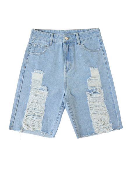 

ripped slant pockets denim shorts y4sp#, White;black