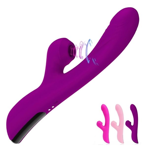 Vibratore per succhiare il clitoride Coniglio Riscaldamento Vibratori per dildo Massaggiatore per punto G Stimolatore per clitoride con 10 modelli Giocattolo per adulti per donne 220316