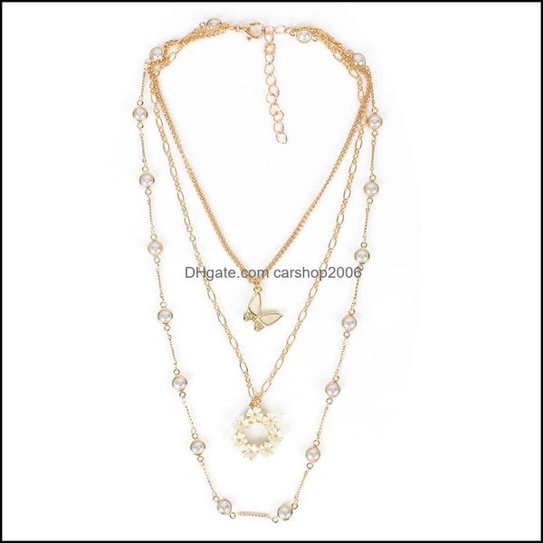 

pendant necklaces pendants jewelry size pearl mix and match gold alloy butterfly snowflake fashion noble elegant temperament clavicle chai, Silver