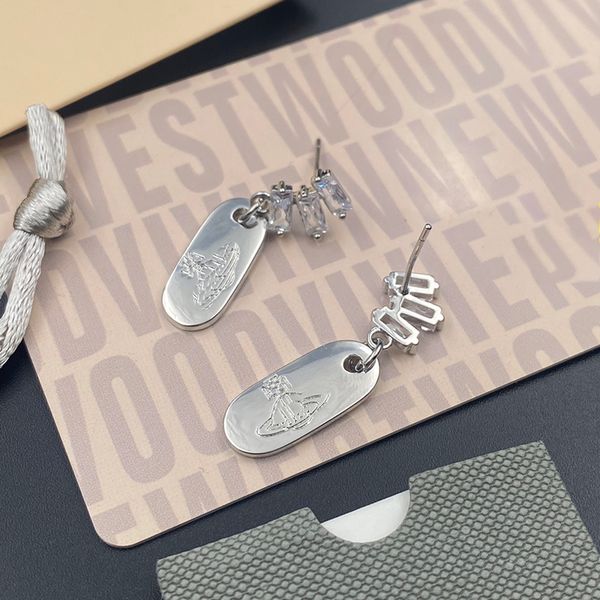 

designer fashion charm vivi diamond stud earrings famous women round crystal rhinestone pearl earrings wedding party jewelry, Golden