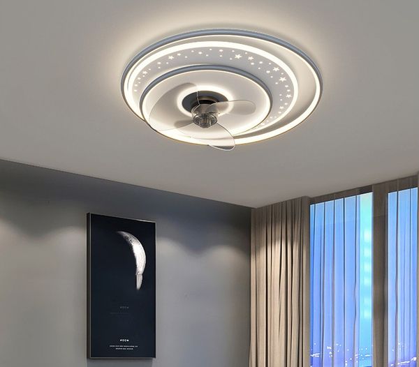 Decoração do quarto LED LED de teto invisível ventilador de jantar de lâmpada leve ventiladores de teto com luzes de controle remoto lâmpadas para viver lfla
