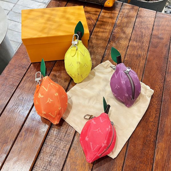 

keychain luxury designer lemon men car keyring women buckle keychains bag coin purse pendant gift with box dustbag, Silver