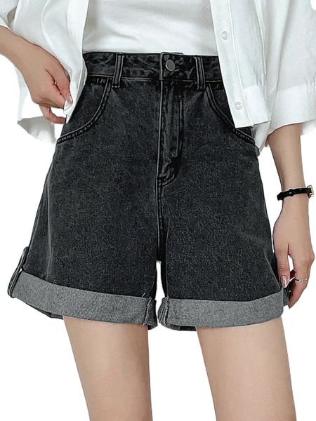 

dazy roll tab hem denim shorts e6om#, White;black