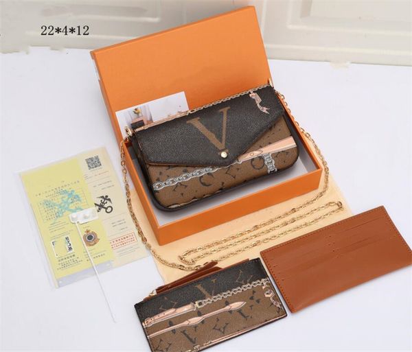 

women felicie bags totes handbags pu chain 3pc louiseity's cardholder viutonity's purse wallet
