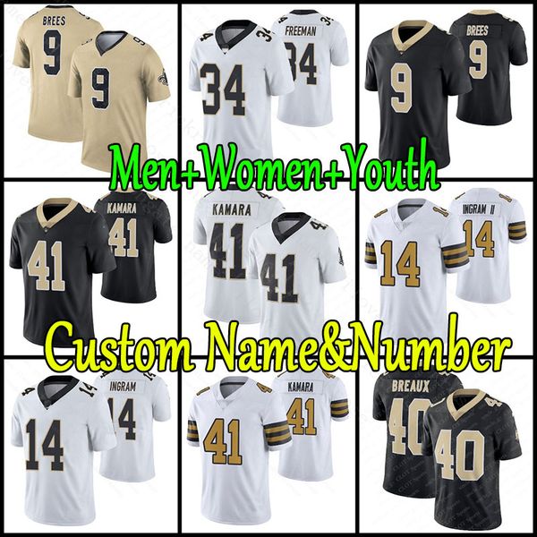 

custom men alvin kamara michael thomas jameis winston football drew brees jersey taysom hill marshon lattimore ian book pete werner marquez, Black;red