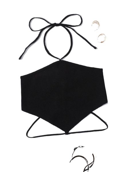 

l.ace u.p t.ie b.ackless h.alter k.nit 29gz#, White;black