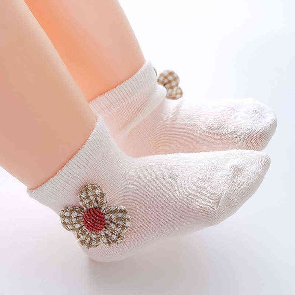 

spring pure color baby cotton sock flowers thin fashion little girl socks autumn two year old girls novelty new gift l220716, Pink;yellow