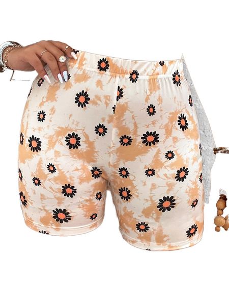 

plus floral print biker shorts r4jm#, Black