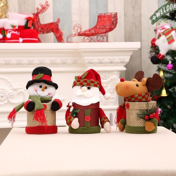 Noel Süslemeleri Merry Hediye Çantaları Kar Tanesi Şeker Kutusu Malzemeleri Keten Hediyeler Teneke Geyik Festivali Partisi Decorschristmas