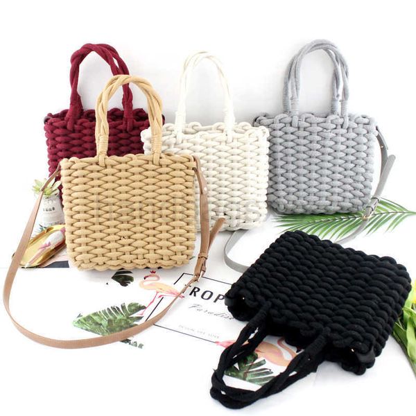 

hbp designer bags handbag new coarse cotton rope single shoulder portable straw woven square diagonal leisure beach women's