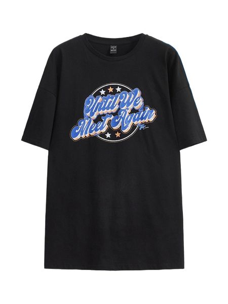 

x drew orozco slogan graphic drop shoulder tee b7rg#, White