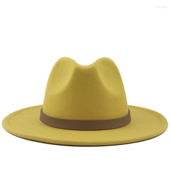 Cappelli a tesa larga Autunno Cappellini Trilby Donna Uomo Moda Cappello a cilindro Cappello jazz Inverno Panama Vintage Fedora Uomo Mafia Feltro 56-60CM Scot22