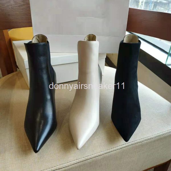 

boots high end small fragrant wind short boots women's spring and autumn single high heels thin pointed, Black