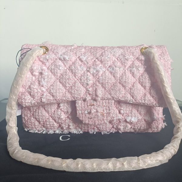 

aks new pink tweed classic mini flap bags quilted matelasse chain crossbody shoulder outdoor sacoche luxury designer womens cosmetic case pu