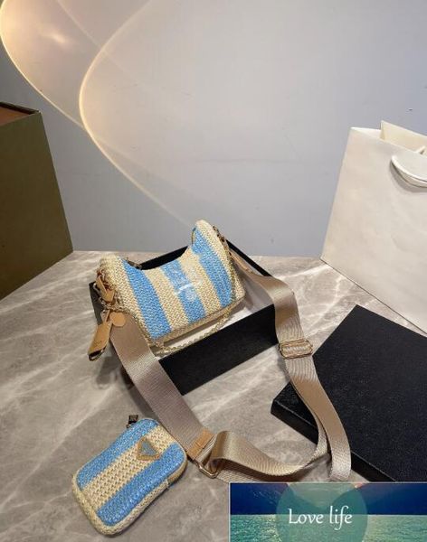 

fashion straw bag ladies chain classic tote bag composite handbag with coin purse woman handbags chest pack lady chains tote cross body