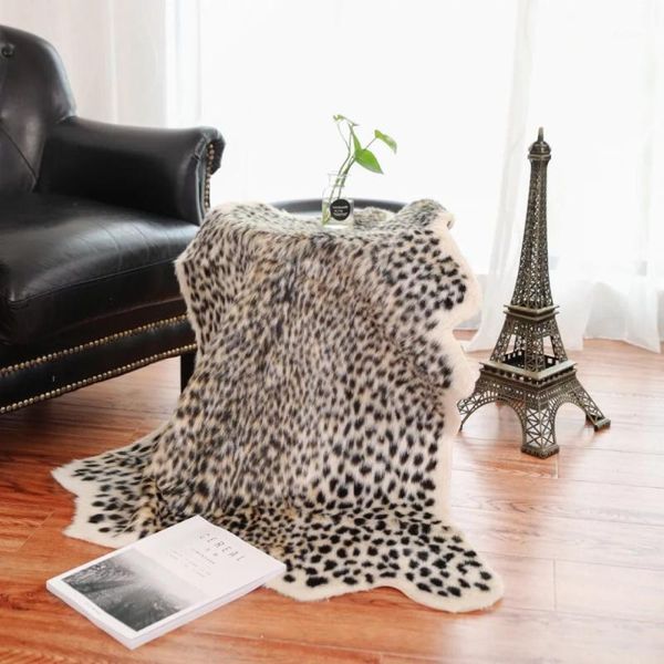 Леопардовый напечатанный ковер корова тигр коровьей кожи из искусственной кожи кожи нонлип противоскользящий коврик 94x100см животных печати ковер для хо