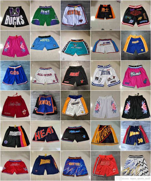 

men team basketball short black retro just don shorts sport wear with pocket zipper sweatpants pant blue white pink red stitched size s-xxxl
