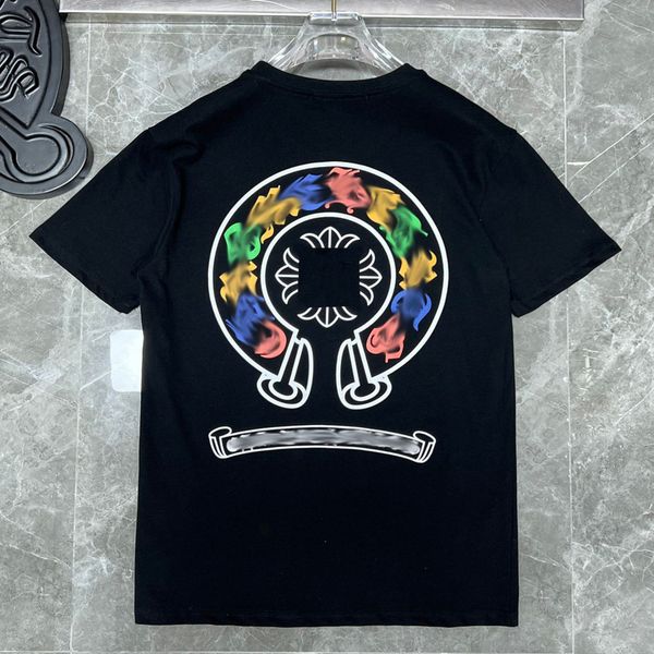 

luxury mens summer t shirts brand ch man t-shirt horseshoe flower tees classic cross sanskrit letter short sleeve designer tshirts women shi, White;black