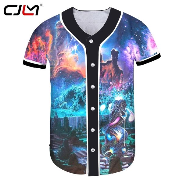 

original full print colorful starry sky baseball shirt men 3d oversized sublimation hip hop fashion shirts factory direct supply 220623, White;black