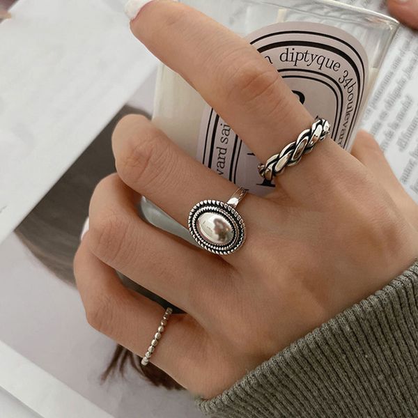 

evimi 925 sterling silver rings couples accessories ins fashion vintage twist design round shape geometric thai jewelry 220716, Slivery;golden