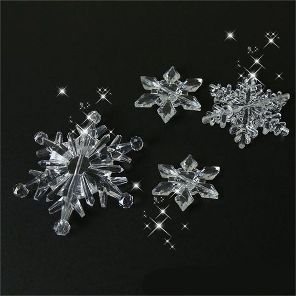 10PCSPack Weihnachtsdekorationen für Schneeflocke Ornamente Kristall Acryl DIY Perlenvorhang Dekorative Handwerk Home Decor Party Y201020