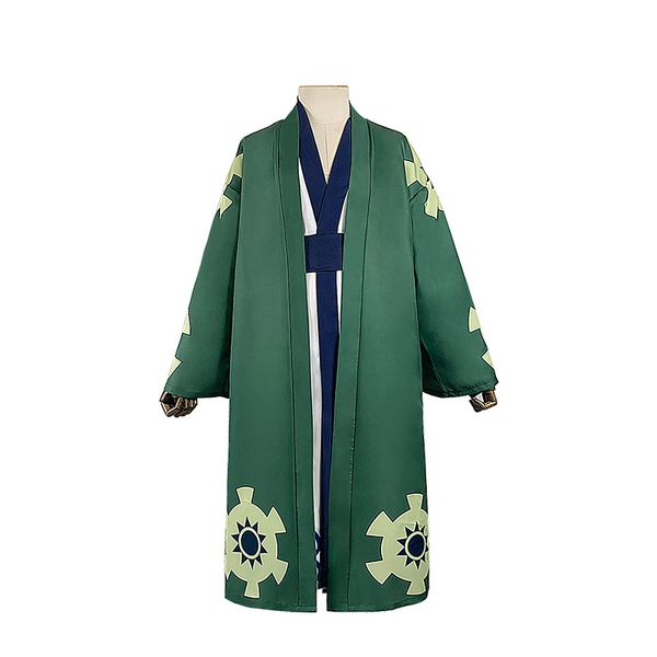

anime one piece roronoa zoro cosplay costume wano kuni country kimono robe full suit outfits halloween carnival suit, Black;red