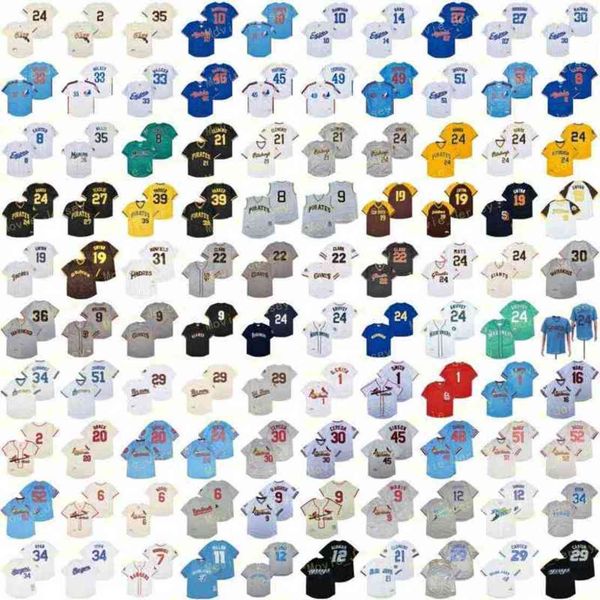 

retired clemente baseball jersey bonds gwynn williams mays griffey musial slaughter ryan clemens carter paige fox wynn morgan guerrero vinta, Blue;black