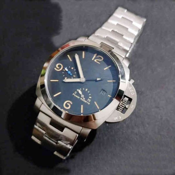 

classic men automatic mechanical sapphire stainless steel brown leather 1950 gmt power reserve watch luminous, Slivery;brown