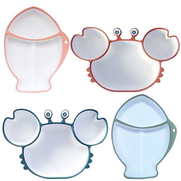 

silicone plate baby cartoon sucker bowl snack catcher drop-resistant baby solid food bowl lj201221