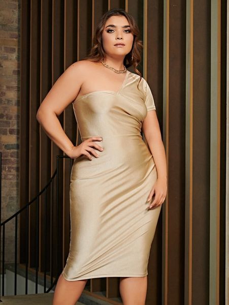 

plus one shoulder ruched bodycon dress o9fp#, Black