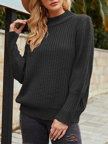 

solid stand neck sweater u3hy#, White;black