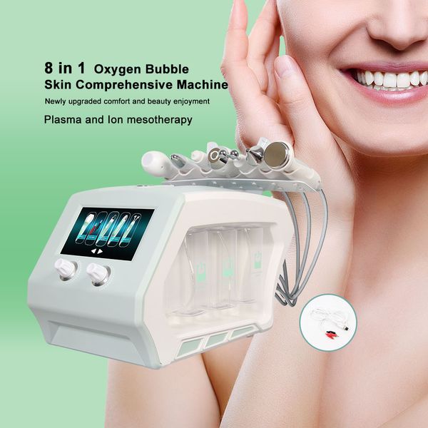 RF non invasiva Sbiancamento Rughe Rimuovi viso Rafforzamento Sollevamento 8 In1 Ultrasuoni facciali Acqua Dermoabrasione Plasma Radiofrequenza Cura della pelle