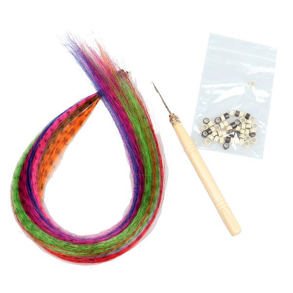 

synthetic feather hair mixed color feather extensions colorful hair feathers extensions long straight hair feathers 20pcs pack set, Red;blue