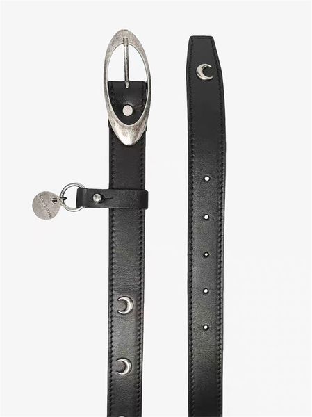 Do Old Hardware Moon Belt Crescent Retro Punk Cinturón de cuero Ins Dos colores Accesorios de moda para hombres y mujeres