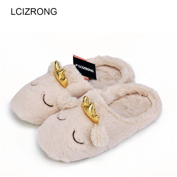 LCIZRONG Pantofole da donna 3D Pantofole da casa in morbido cotone Pantofole da pavimento per interni Famiglia Scarpe animali caldi Pantoufle da uomo coperto di peluche Y200106